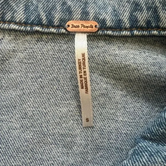 Free People Mia Long Puff Sleeved Light Wash Denim Mini Dress - Size Small - Picture 5 of 10